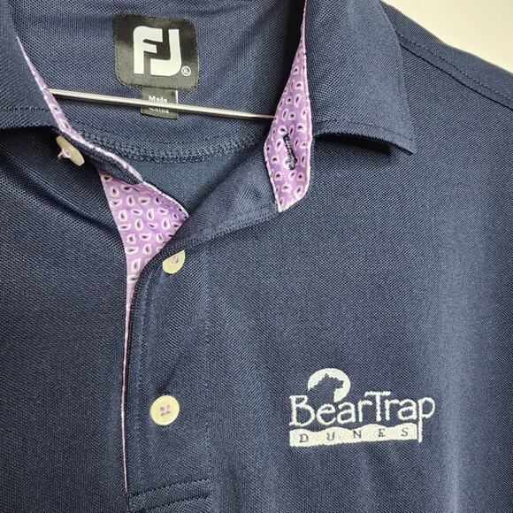 FootJoy Navy With Purple Golf Polo Size XL BearTrap Dunes Embroidery - Picture 2 of 9